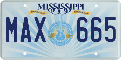 MS license plate MAX665
