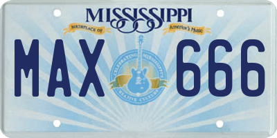 MS license plate MAX666