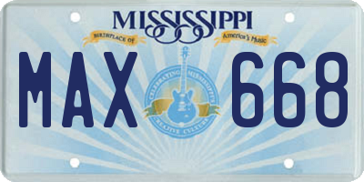 MS license plate MAX668