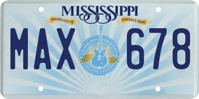 MS license plate MAX678