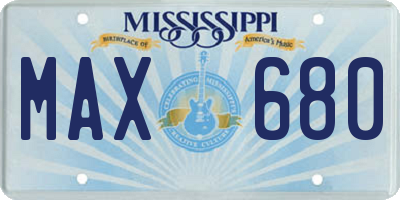 MS license plate MAX680