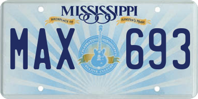 MS license plate MAX693