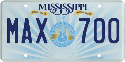 MS license plate MAX700