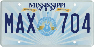 MS license plate MAX704