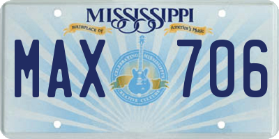 MS license plate MAX706