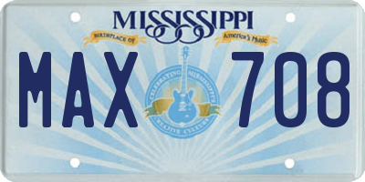 MS license plate MAX708