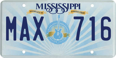 MS license plate MAX716