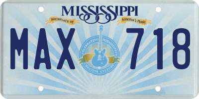 MS license plate MAX718