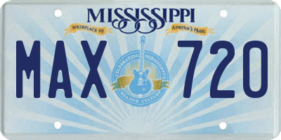 MS license plate MAX720