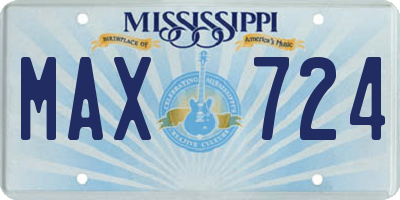 MS license plate MAX724