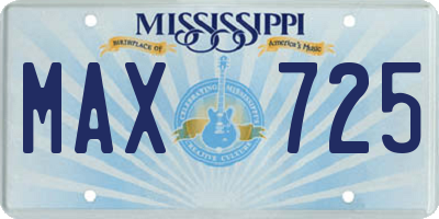 MS license plate MAX725