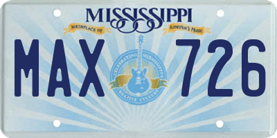 MS license plate MAX726