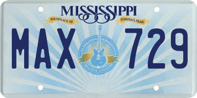 MS license plate MAX729