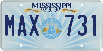 MS license plate MAX731