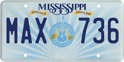 MS license plate MAX736
