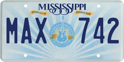 MS license plate MAX742