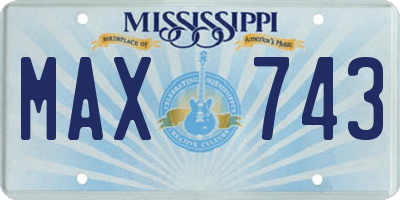 MS license plate MAX743