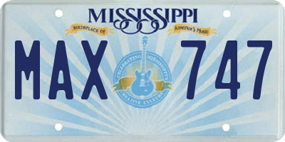 MS license plate MAX747