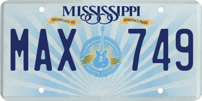 MS license plate MAX749