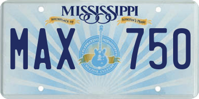 MS license plate MAX750