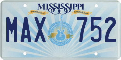 MS license plate MAX752