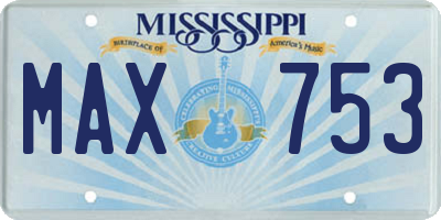 MS license plate MAX753