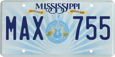 MS license plate MAX755