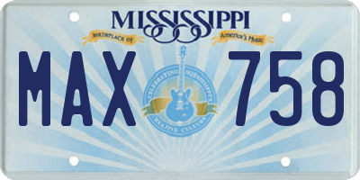 MS license plate MAX758