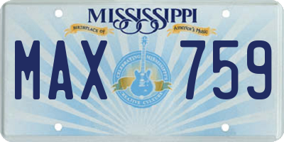 MS license plate MAX759