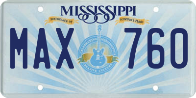 MS license plate MAX760