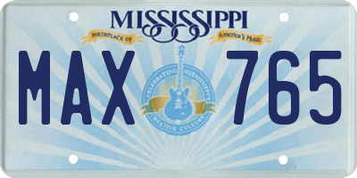 MS license plate MAX765