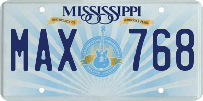 MS license plate MAX768