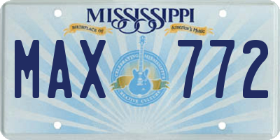 MS license plate MAX772