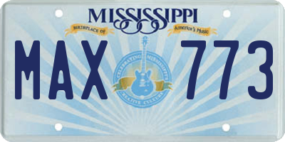 MS license plate MAX773