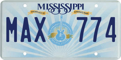 MS license plate MAX774