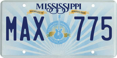 MS license plate MAX775