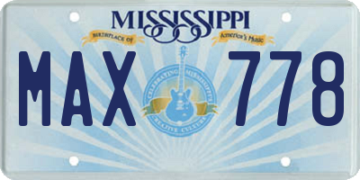 MS license plate MAX778