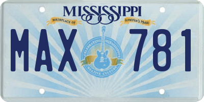 MS license plate MAX781
