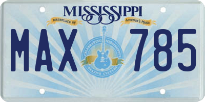 MS license plate MAX785