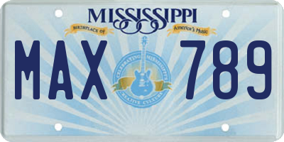 MS license plate MAX789