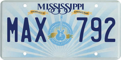 MS license plate MAX792