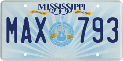 MS license plate MAX793