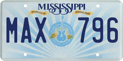 MS license plate MAX796