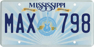 MS license plate MAX798