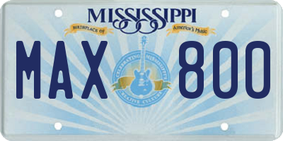 MS license plate MAX800