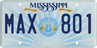 MS license plate MAX801