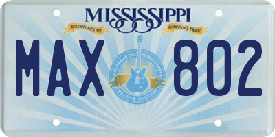 MS license plate MAX802