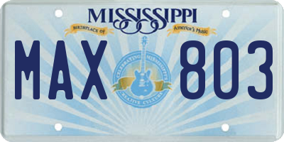 MS license plate MAX803