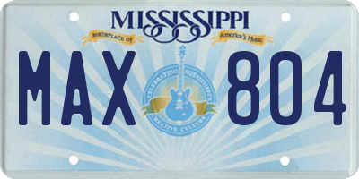 MS license plate MAX804
