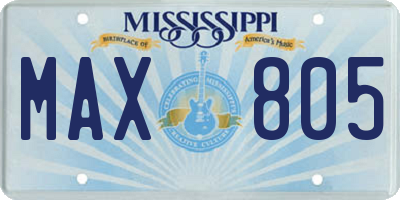 MS license plate MAX805